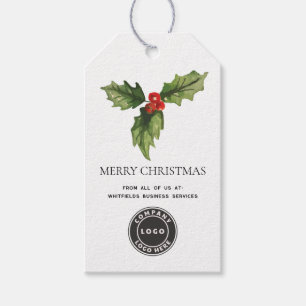 Aquarell Botanisches Geschäft-Logo Frohe Weihnacht Geschenkanhänger