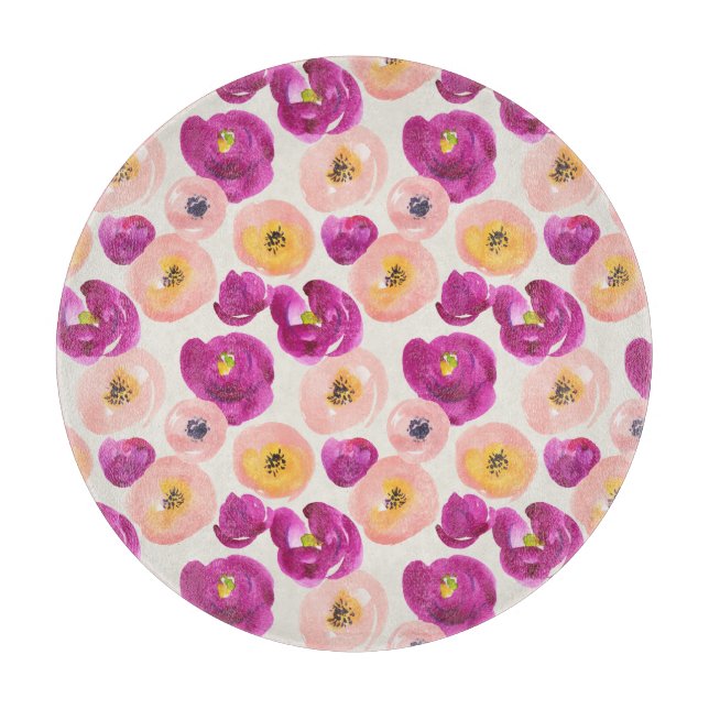 Aquarell-botanisches Muster Schneidebrett (Vorderseite)