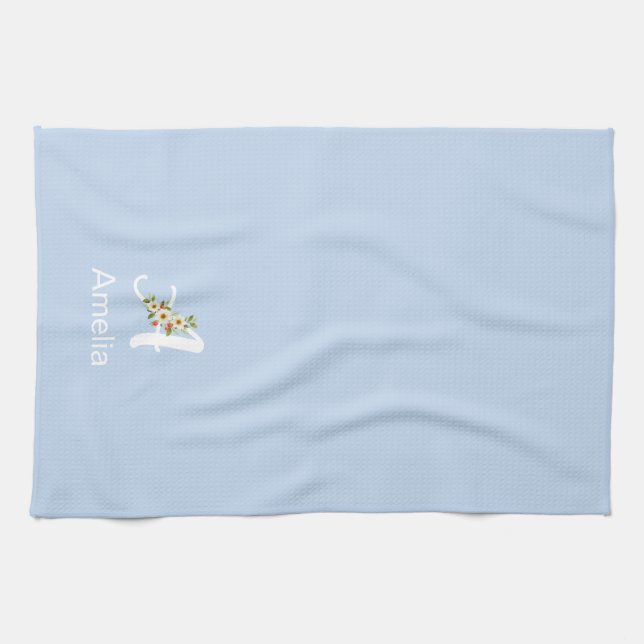 Aquarell botanisches schwarzes Initial-Monogramm b Geschirrtuch (Horizontal)