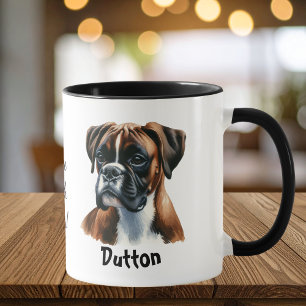 Aquarell-Boxer Coffee Brown Personalisieren Tasse