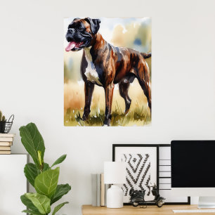 Aquarell-Boxerhund Poster