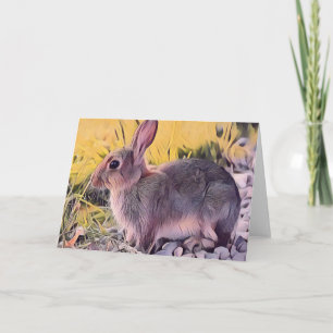 Aquarell Braun Hase Kaninchen Vintage Kunst Karte