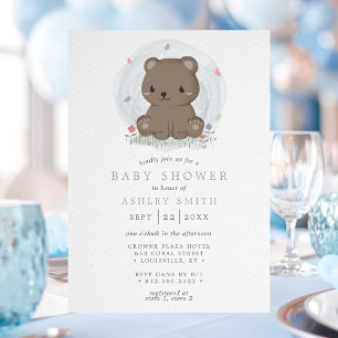 Aquarell Braunbär Süße Einfache Jungen Baby-Party Einladung