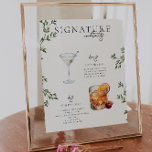 Aquarell | Bräunungsgetränk Poster<br><div class="desc">Personalisieren Sie dieses Schild mit den Namen der Braut und des Bräutigams und ihrer Lieblingsgetränkeslust. Verschiedene Cocktailabbildungen können auf Anfrage erstellt werden. Fügen Sie diesem Design Ihre benutzerdefinierte Formulierung hinzu, indem Sie die Felder "Diese Designvorlage bearbeiten" auf der rechten Seite des Elements verwenden, oder klicken Sie auf die blaue Schaltfläche...</div>