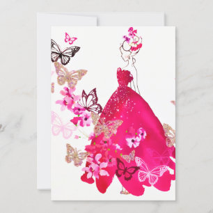 Aquarell-Braut Blumen-Schmetterling Gold-Glitter Feiertagskarte