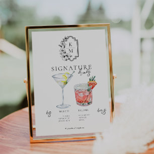 Aquarell Braut & Bräutigam Signature Drink Poste Poster