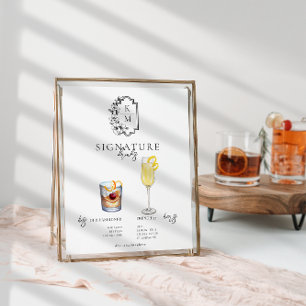 Aquarell Braut & Bräutigam Signature-Getränk Poster