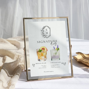 Aquarell Braut & Bräutigam Signature-Getränk Poster
