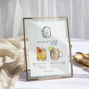 Aquarell   Braut & Bräutigam Signature-Getränk Poster