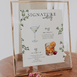 Aquarell   Braut & Bräutigam Signature-Getränk Poster