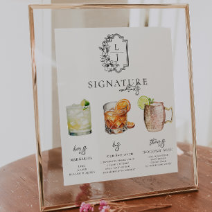 Aquarell   Braut & Bräutigam Signature-Getränk Poster