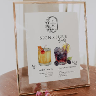 Aquarell   Braut & Bräutigam Signature-Getränk Poster