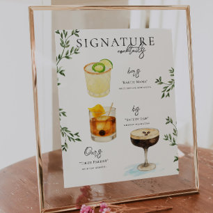 Aquarell Braut & Bräutigam Signature-Getränk Poster