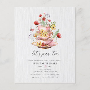 Aquarell Braut-Teeparty Wildblumen-Einladung