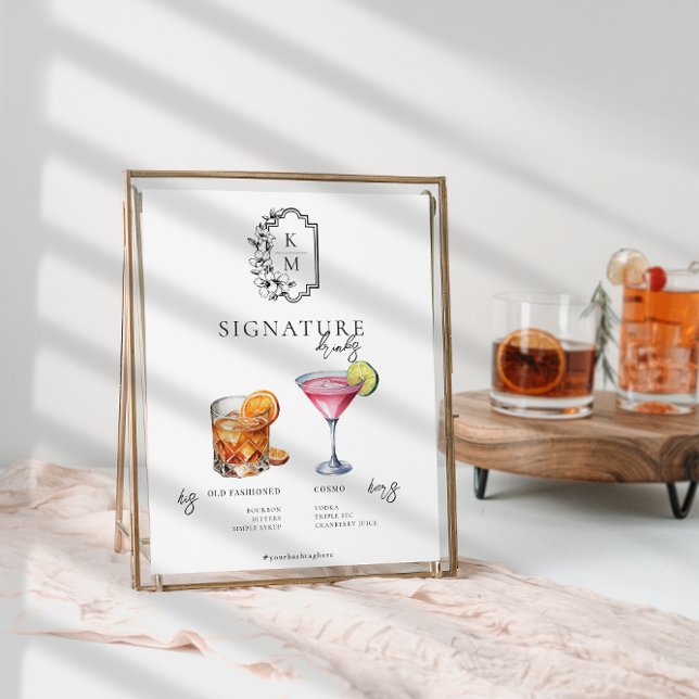 Aquarell | Bride & Groom Signature Drink Poster (Von Creator hochgeladen)