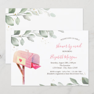 Aquarell-Briefkasten-Baum-Blätter Virtuelle Babypa Einladung