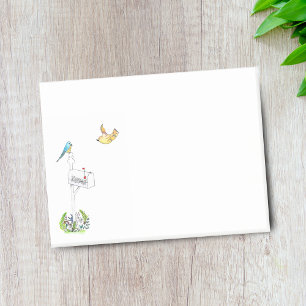Aquarell-Briefkasten mit Vögeln Post-it Klebezettel