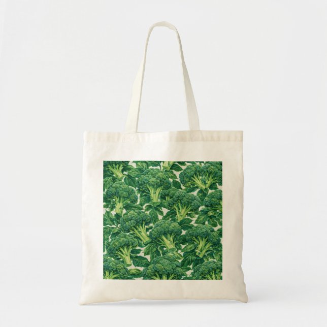 Aquarell-Brokkoli-Botanisches-Gemüse-Muster Tragetasche (Vorne)