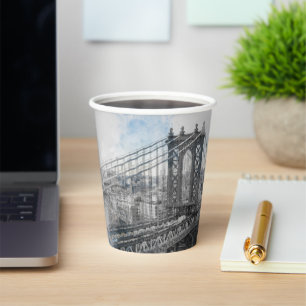 Aquarell Brooklyn Bridge Pappbecher – NYC Kunst
