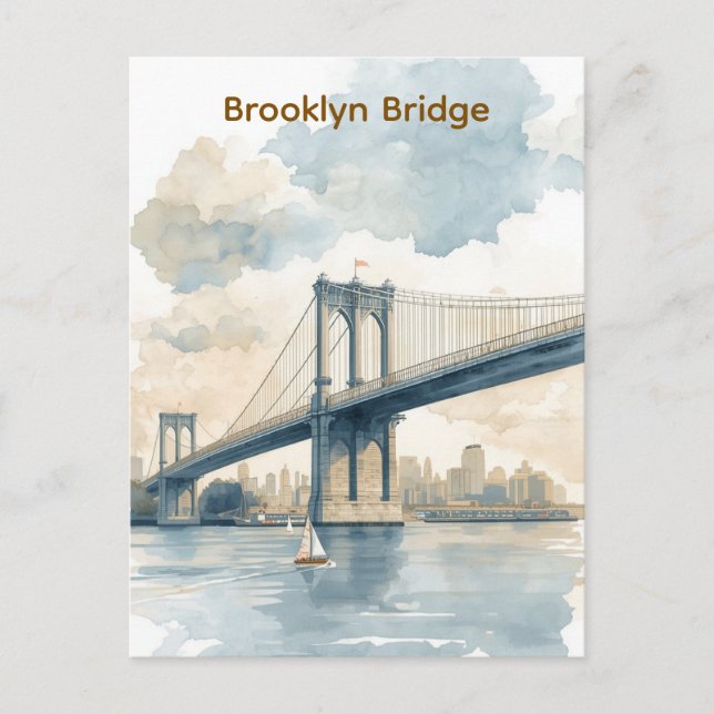 Aquarell Brooklyn Bridge  Postkarte (Vorderseite)