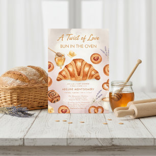 Aquarell-Brot Brötchen im Ofen Baby Shower Einladung