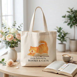 Aquarell-Buchliebhaber-Ingwerkatze Lustiger Leser Jumbo Stoffbeutel