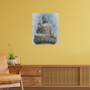 Aquarell-Buddha-Statue Zen – Spiritueller Dekor Poster