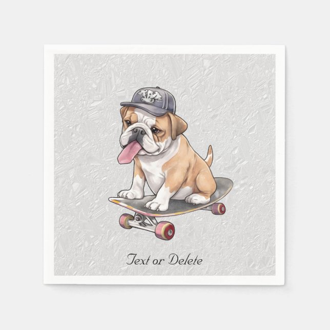 Aquarell-Bulldog-Napkins Serviette (Vorderseite)