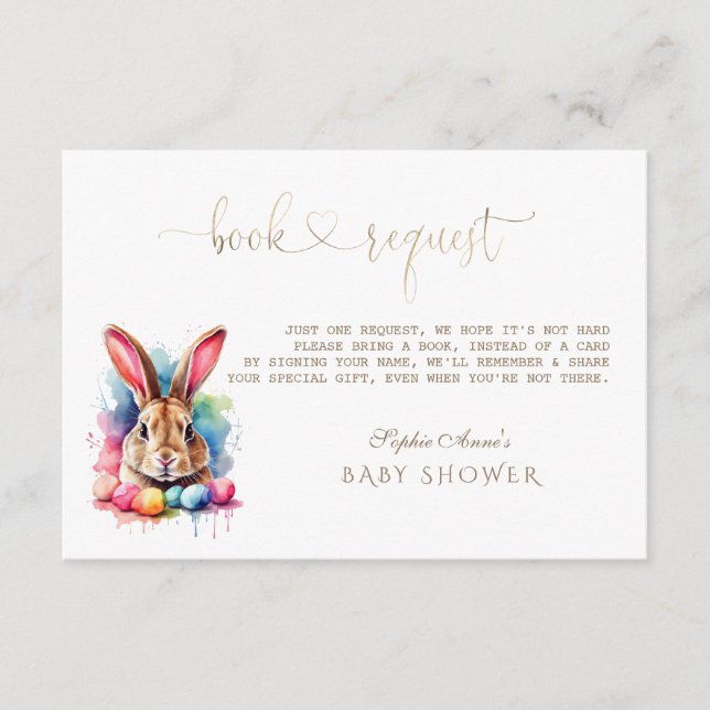 Aquarell Bunny Eggs Wildblumen Bücher für Baby Begleitkarte (Vorderseite)