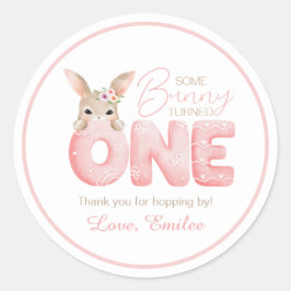 Aquarell Bunny ist eine Geburtstagsparty-Gunst Runder Aufkleber