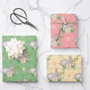 Aquarell Bunny Spring Vintag Ostern Geschenkpapier Set