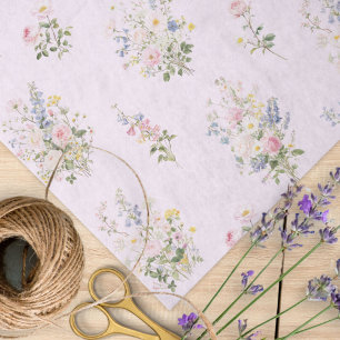 Aquarell Bunt Blumen Garten Florales Muster Seidenpapier