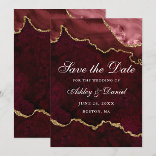 Aquarell Burgund Gold Marmor Achat Geode Save The Date