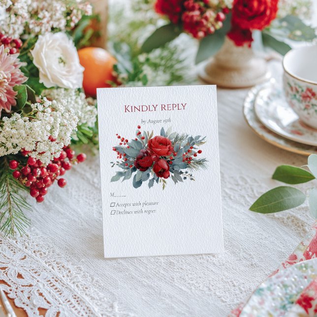 Aquarell-Burgund- und Rosatöne Rosen RSVP Karte (Von Creator hochgeladen)