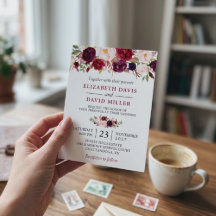 Aquarell Burgunderrote Florale Rustikale Boho-Hoch