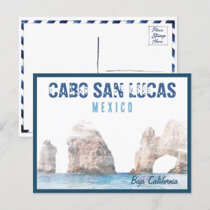 Aquarell Cabo San Lucas Mexico Torbogen Vintage Postkarte