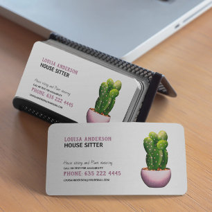 Aquarell Cactus House Sitter Business Card Visitenkarte