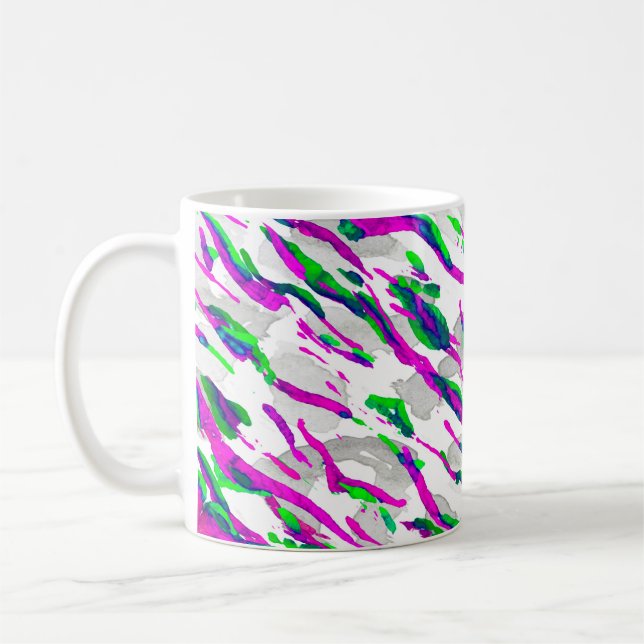 Aquarell Camouflage Design. Abstrakt Safari Tile Kaffeetasse (Links)