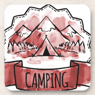 Aquarell-Camping-Abzeichen Untersetzer
