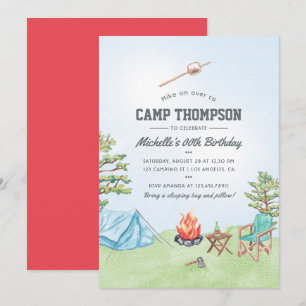 Aquarell-Camping-Geburtstagsfeier-Einladung Einladung