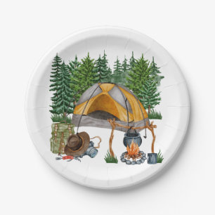 Aquarell-Camping-, Wander- und Naturliebhaber Pappteller