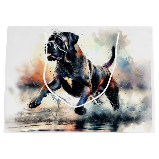 Aquarell Cane Corso Hund Große Geschenktüte (Vorderseite)