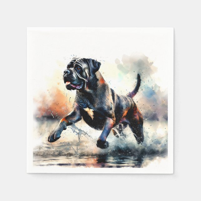 Aquarell Cane Corso Hund Serviette (Vorderseite)