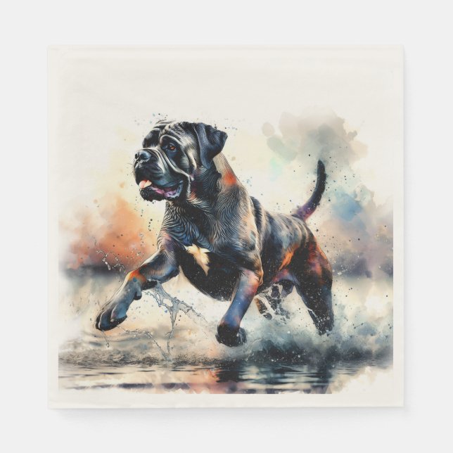 Aquarell Cane Corso Hund Serviette (Vorderseite)