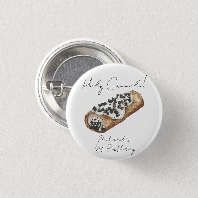 Aquarell Cannoli 1. Geburtstagsfeier Button (Vorne & Hinten)