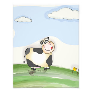 Aquarell-Cartoon-Kuh Fotodruck