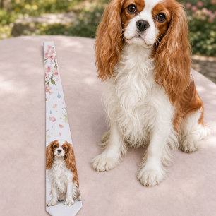 Aquarell Cavalier King Charles Spaniel Frühling Krawatte