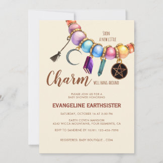 Aquarell-Charme-Armband Pagan Babyshower Einladung