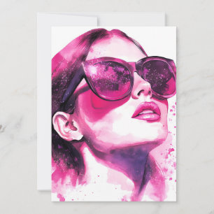 Aquarell Chic Glam Mode Frauenporträt Feiertagskarte