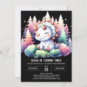 Aquarell Chic Triceratops Geburtstag Einladung